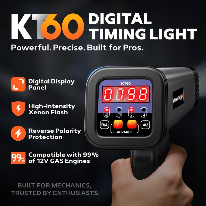 KZYEE KT60 Digital Timing Light with Tachometer & Advance Angle,