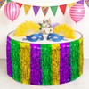 QLINLEAF 2 Pack Mardi Gras Table Skirt Purple Green Gold