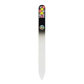 Black Glass Nail File Decorated Bohemians Crystals Collection#26 - Original Czech Product (orange)
