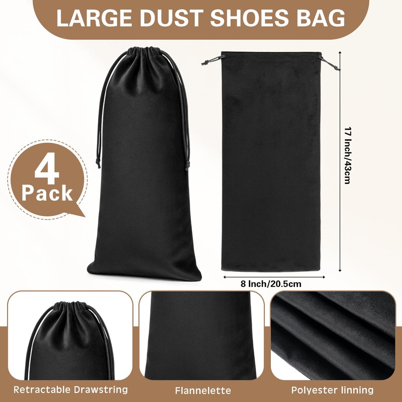 Amylove 4 Pcs Flannel Cloth Shoe Bags for Travel, 8