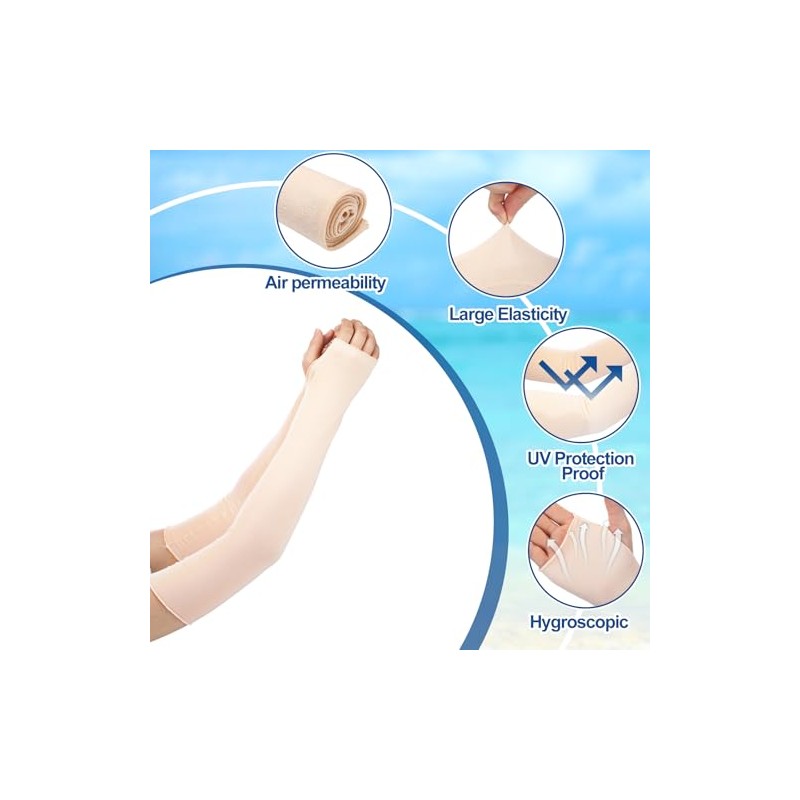 Bememo Fingerless Elbow Length UV Protection Gloves - 4 Pack
