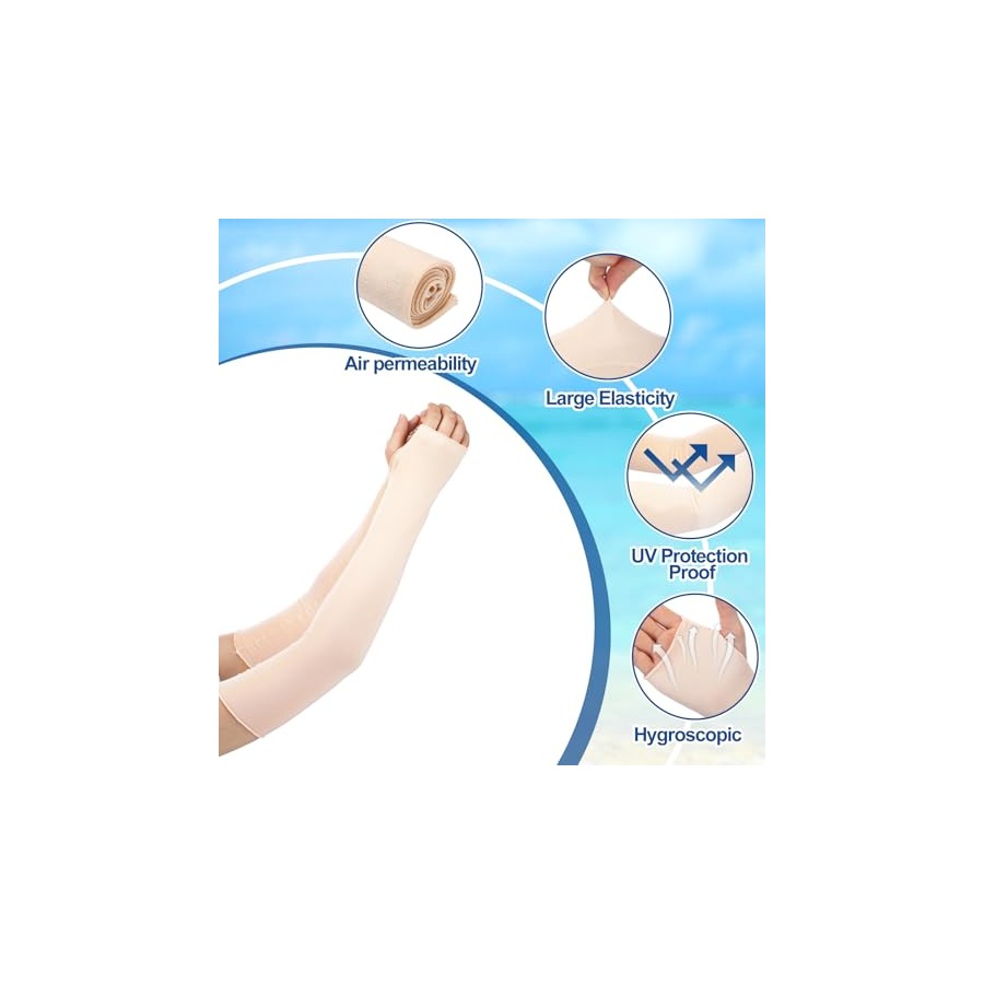 Bememo Fingerless Elbow Length UV Protection Gloves - 4 Pack