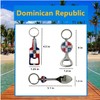 TSY TOOL 6 Pack Dominican Republic Country Metal Keychain, 6