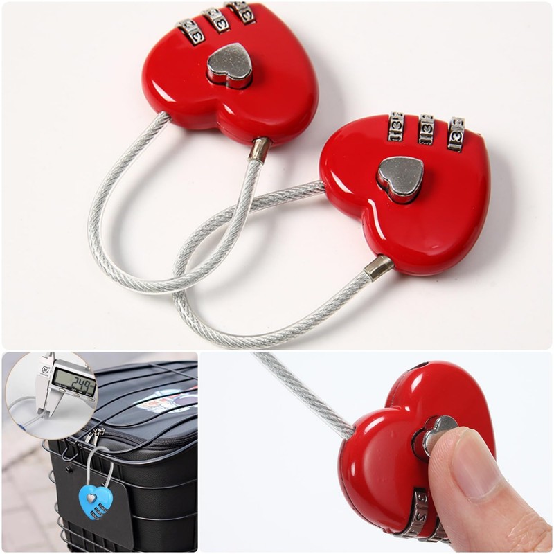 Orirya Small Lightweight Cute Heart Shape Combination Padlock Wire Lock