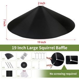 BULFULL 19 Inch Metal Squirrel Baffle for Bird Feeder Pole, 2-in-1 Large Outdoor Squirrel Baffles for Pole Mount and Shepherd’s Hook, Hanging Baffle Feeders to Deter Squirrels or Small Animals - 1PC