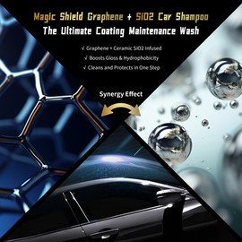 Magic Shield Graphene Shampoo – pH Neutral Car Wash | Advanced Hydrophobic & SiO2 Protection | Deep Cleans & Enhances Shine | Safe for Ceramic Coatings & All Paint Types – 16oz