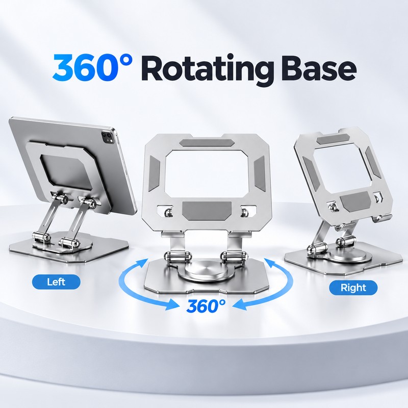 Foldable Tablet & Phone Stand for Desktop Use – 360°