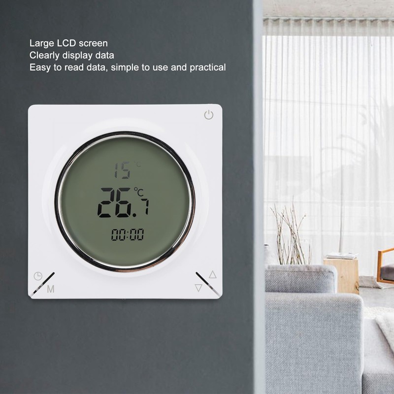 Digital Smart Thermostat, 16A Temperature Controller with Clear LCD Screen,