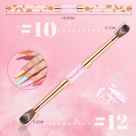 Pincel Para Uñas de Acrílico 100% Puro Kolinsky Doble Punta Pinceles Ovalados para Uñas con Mango de Metal Rosa para la Aplicación de Polvos Acrílicos Tamaño 10 y Tamaño 12