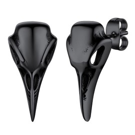 Mens Vintage Nordic Jewelry Black Skull Stud Earrings Retro Nordic Ear Charms Retro Viking Raven Accessories for Fathers Dad Boyfriend