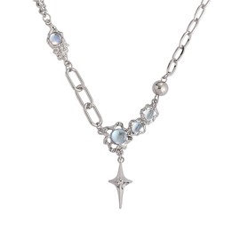 QXFQJT Moonstone Necklace Y2k Star Necklace Jewelry Grunge Cross Necklace for Women Teens Downtown (Style 3)