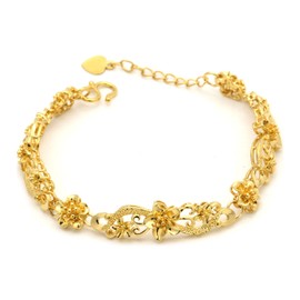 VJOSA Fashion Simple 18K Gold Plated Flower Charm Bracelet Adjustable Link Chain Bracelet(Gold)