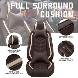 Car Seat Covers for Chevy Traverse 2009-2025, Stylish Sport Seat Cover, Premium Nappa Leather Car Seat Cover. Automobile Seat Covers Sets.(Luxury 2 Seats/Coffee Color)