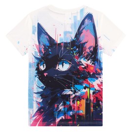 TUPOMAS Girls Shirts Cat Print Size 7 8 Kids Animal Graphic Tees Clothes Short Sleeve 7-8 Years
