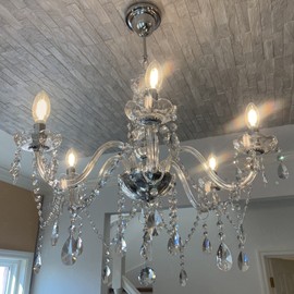Vlaikz 6 Light Wedding Decoration Crystal Chandelier Candle Crystal Pendant Light Transparent K9 Crystal Lamp Modern Luxury Ceiling Living Room Bedroom Princess Room Hallway Lighting