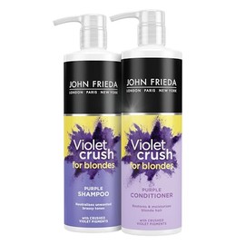 John Frieda Violet Crush Purple Shampoo and Purple Conditioner Bundle, 2 x 500 ml, Neutralising and Toning Shampoo and Conditioner