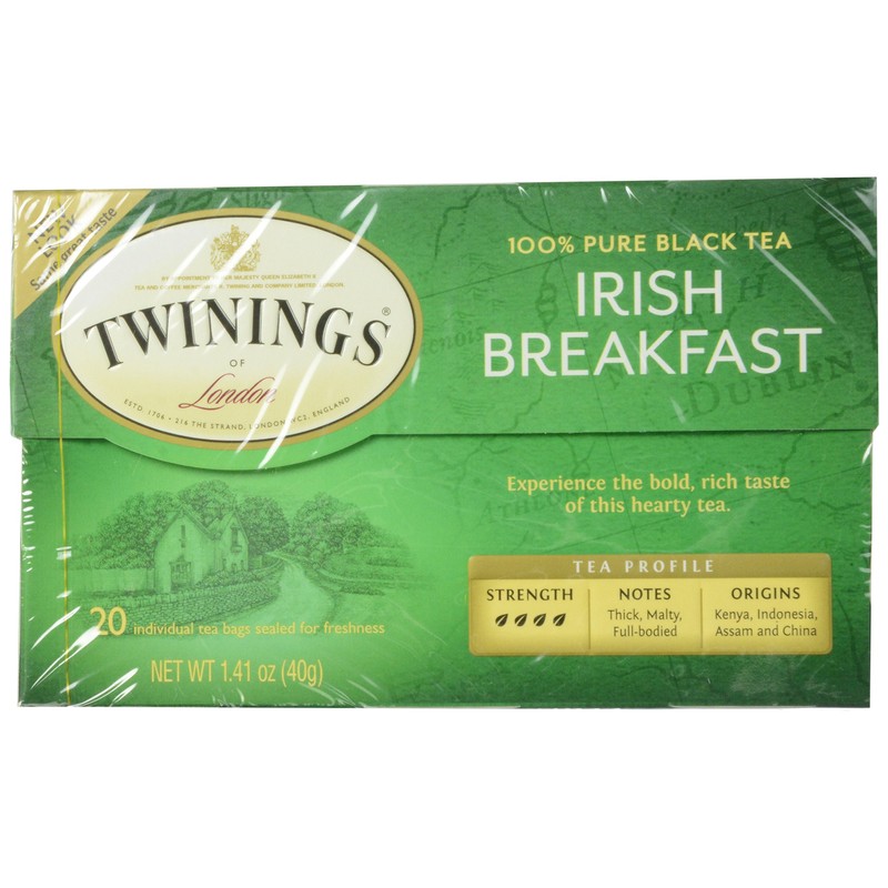 Twinings of London Irish Breakfast Black Tea Bags, 20 Count