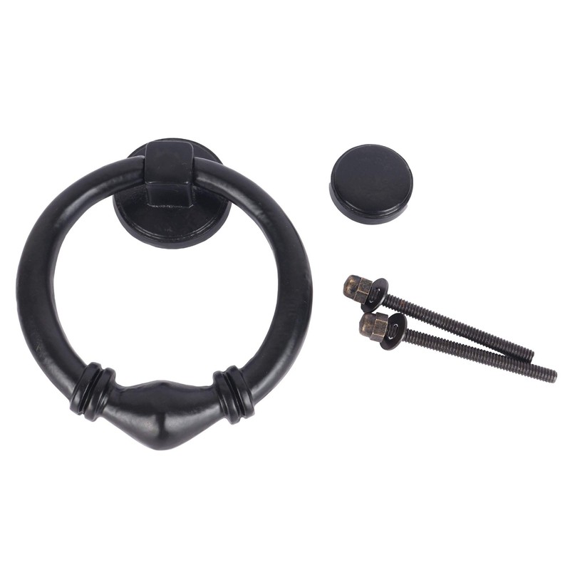 Skandh Iron Antique Design Round Ring Door Knocker (Black Powder