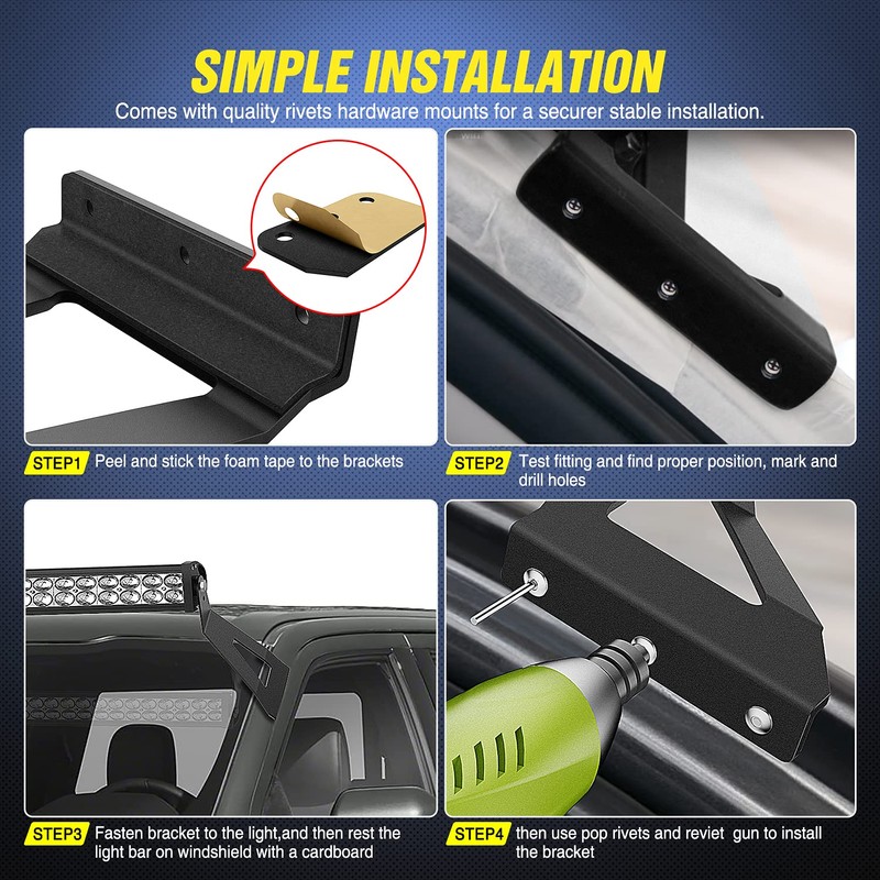 Nilight 2PCS 52 inch Curved LED Light Bar Bracket at