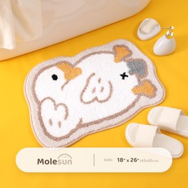 Molesun Goose Bath Mats, Microfiber Absorbent Bathroom Rugs with Non Slip Backing, Cute Bathroom Floor Mat for Kitchen, Bedroom, Kids Room Carpet, 18" x 25"