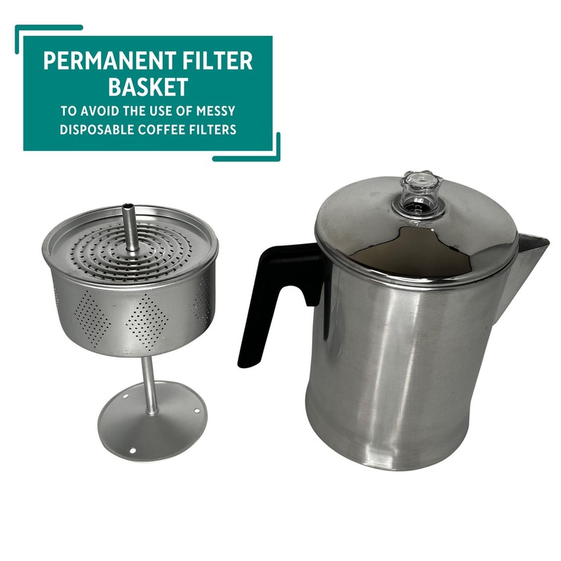 Mirro Aluminum Stove Top Percolator, Brew Coffee On Gas or