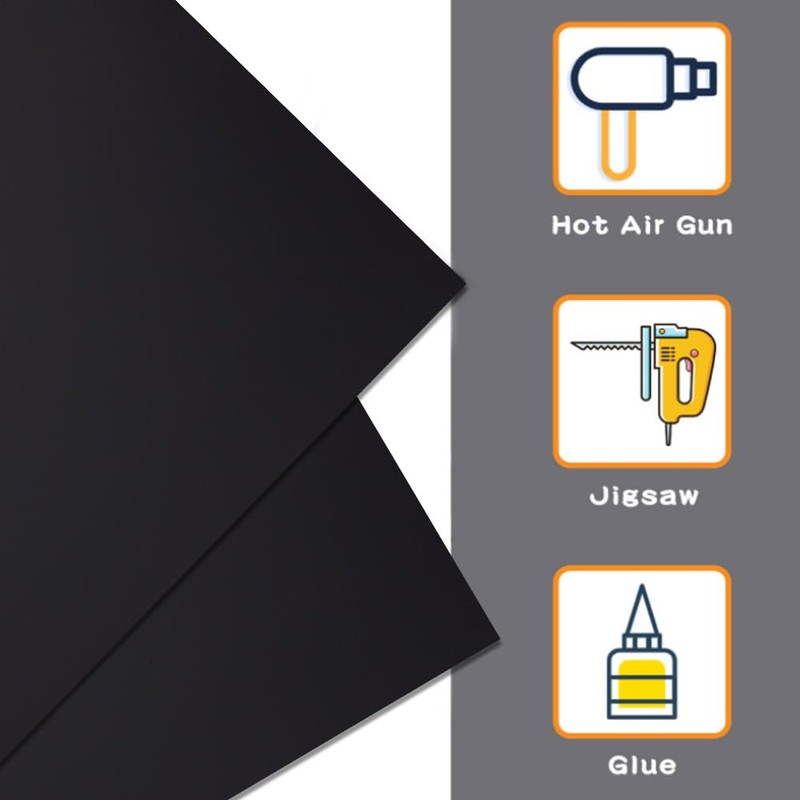 OLYCRAFT 2pcs ABS Plastic Sheet 21x30cm Black Rigid Moldable Panel