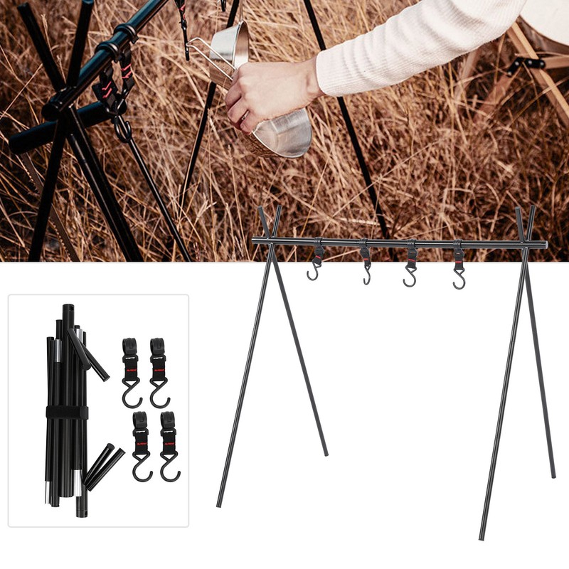 Short Outdoor Triangle Storage Tripod Travel Camping Drying Rack Cookware