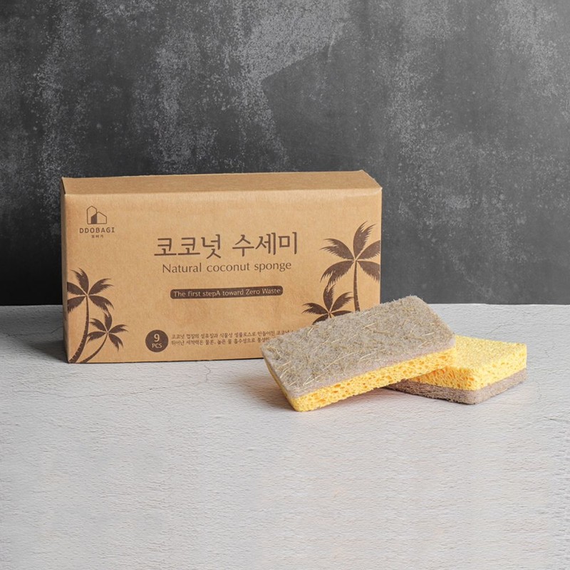 옵티머스 코코넛 양면 친환경 수세미 셀룰로오스 9개입 생분해 수세미, 제로웨이스트
