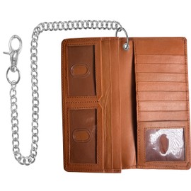 IBRO Motorcycle Biker BifoldChain Wallet for Men Crocodile Brown