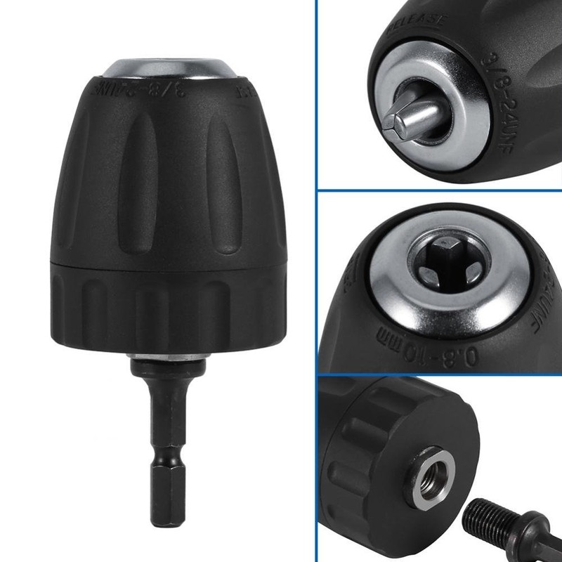 3/8 inch - 24UNF 0.8-10 mm keyless chuck with 1/4
