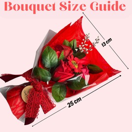 Boxed Hand Soap Flower Bouquet Red- Soap Flowers For Birthdays - Flowers Gifts For Women - Mothers Day Flowers - Valentine Flowers Bouquet For Her & Flowers Bouquet For Your Loved Ones. (Red)