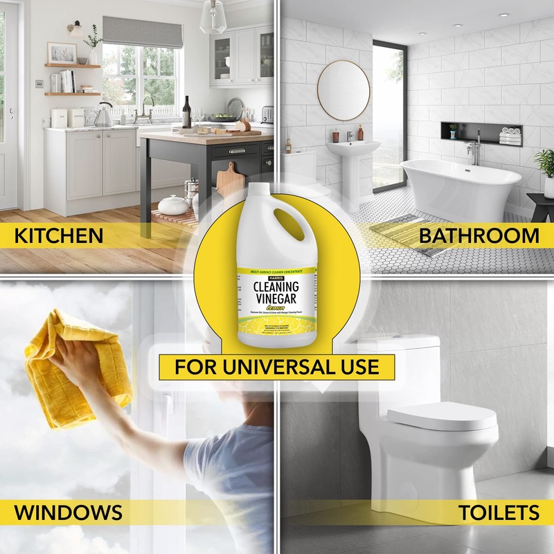 HARRIS Cleaning Vinegar All Purpose Household Multi-Surface Cleaner, 128oz (Lemon)