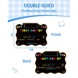 FLYAB First&Last Day of School Sign - Reusable Erasable Double Sided Board Photo Props for Pre-K Kindergarten Kids Back to School Supplies
