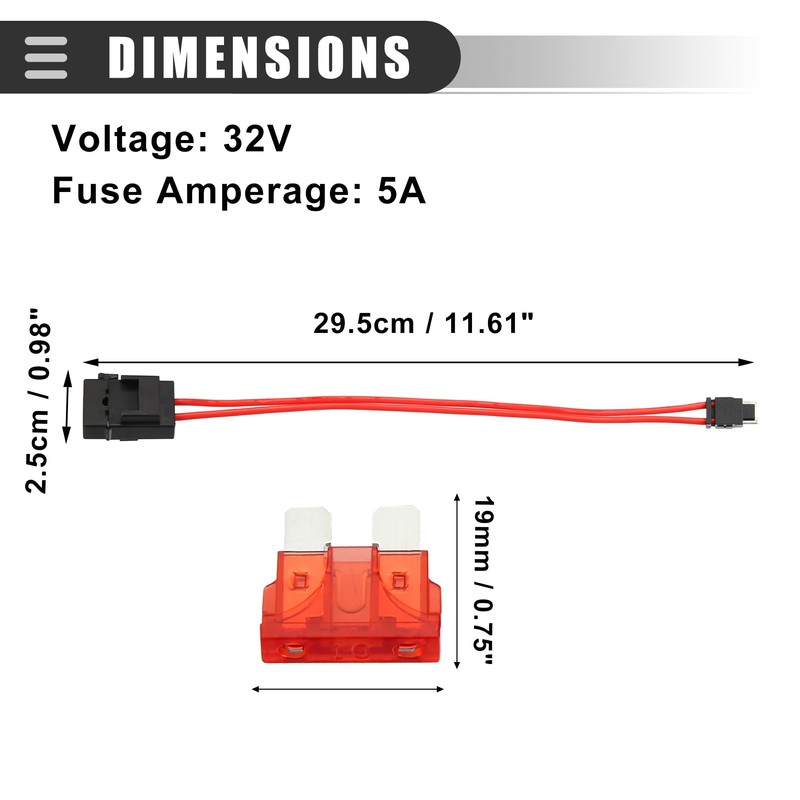Motoforti Universal 32V Low Profile Mini Fuse, Adapter Tap Fuse