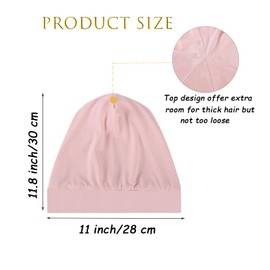 ZMD Silky Satin Lined Bonnet Sleep Cap, Silk Hair Wrap for Sleeping Adjustable Strap Stay on All Night Hair Wrap Cover Slouchy Beanie for Curly Hair Silk Sleep Bonnet for Women and Men, Pink
