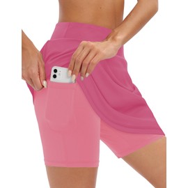 LouKeith Tennis Skirts for Women High Waisted Golf Skirt Dressy Casual Workout Running Active Athletic Skort with Pockets Pink L
