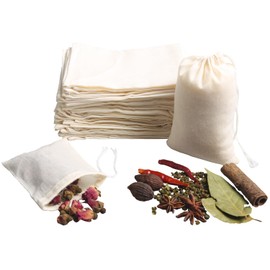 Eketirry Spice Bags, 10pcs Reusable Empty Tea Bags, Muslin Strainer Bags, Soup Bags for Cooking, Natural Cotton Fine Mesh Cheesecloth Bags for Cold Brew Coffee(3 x4" &4 x6")