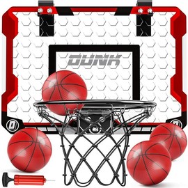 Basketball Hoop Indoor, Mini Basketball Hoop with 4 Balls & Electronic Scoreboard, Basketball Game Toys - Style: Red- With Scoreboard