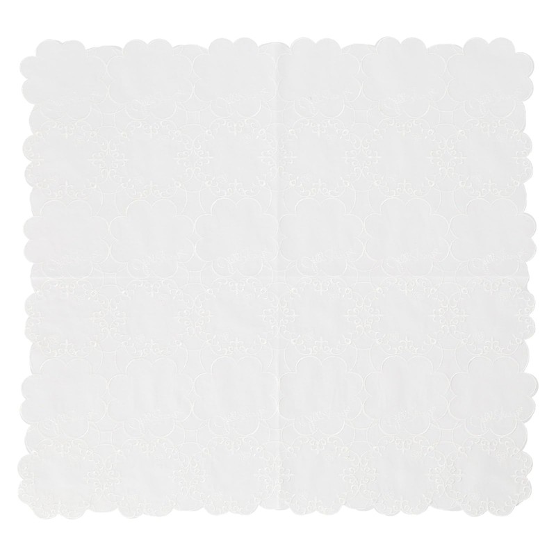 Jill Stuart 09101501 Handkerchief Women's Embroidered Handkerchief, Mosaic Pattern, white