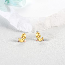 Duck Earrings Sterling Silver Duck Stud Earrings Cute Animal Duck Christmas Jewelry for Women