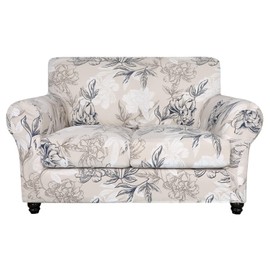 SearchI Stretch Sofa Cover Printed Couch Cover, Floral Pattern 3 Pieces Loveseat Slipcover with 2 Separate Cushion Cover, Washable Furniture Protector for Living Room(Loveseat, Flower Shadow)