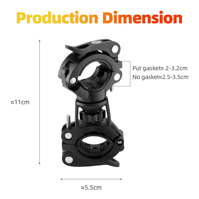 ROCKBROS Holder for Torch, 360° Rotatable Bicycle Light Holder for