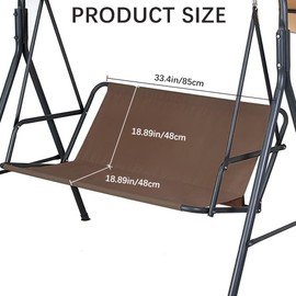 CREATCABIN Swing Seat Cover Replacement 600D Thickened Oxford Cloth Swing Chair Bench Cover Waterproof Porch Patio Swing Cushion Cover Replacements for Outdoor Garden Yard Swings Brown 33x18.9x18.9in