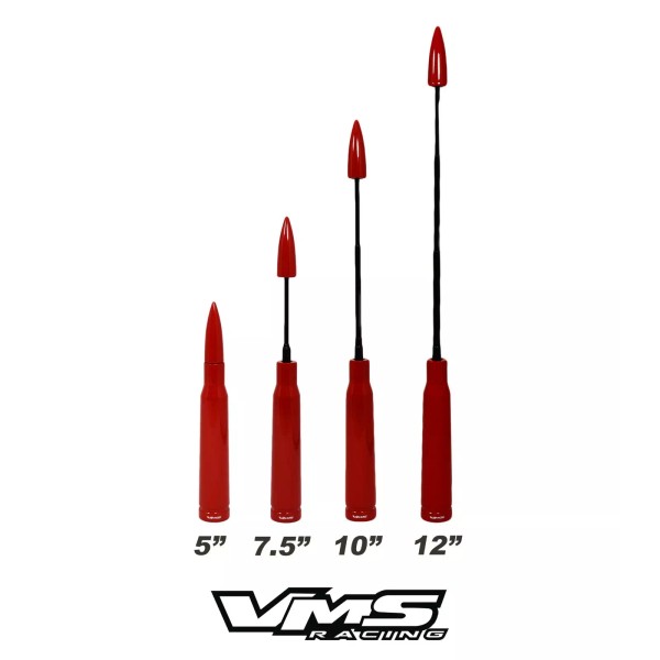 VMS RACING GLOSS RED TELESCOPIC 50 CAL BULLET AMMO ANTENNA