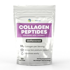 Collagen Peptides Powder with Hyaluronic Acid and Vitamin C, Promotes Hair, Nail, Skin, Bone and Joint Health, Unflavored Collagen Protein Powder, 30 Servings, 10,8 oz
