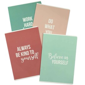 Papierdrachen 4 notebooks for teenagers and adults - DIN A4 | lined and squared 32 pages - design pastel/statements - perfect for university, school and office - set number 6-16 sheets