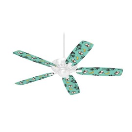 Coconuts Palm Trees and Bananas Seafoam Green - Ceiling Fan Skin Kit fits most 42 inch fans (FAN and BLADES SOLD SEPARATELY)