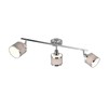 3-Bulb Ceiling Spotlight Silver Chrome Fabric Shade Grey Width 80