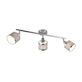 3-Bulb Ceiling Spotlight Silver Chrome Fabric Shade Grey Width 80 cm