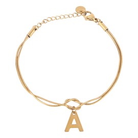 Mikovivi Gold Initial Knot Bracelet, Trendy Dainty Gold Knot Letter Bracelet Delicate Elegant Jewelry for Women Birthday Gift Festive Gift(Letter A)
